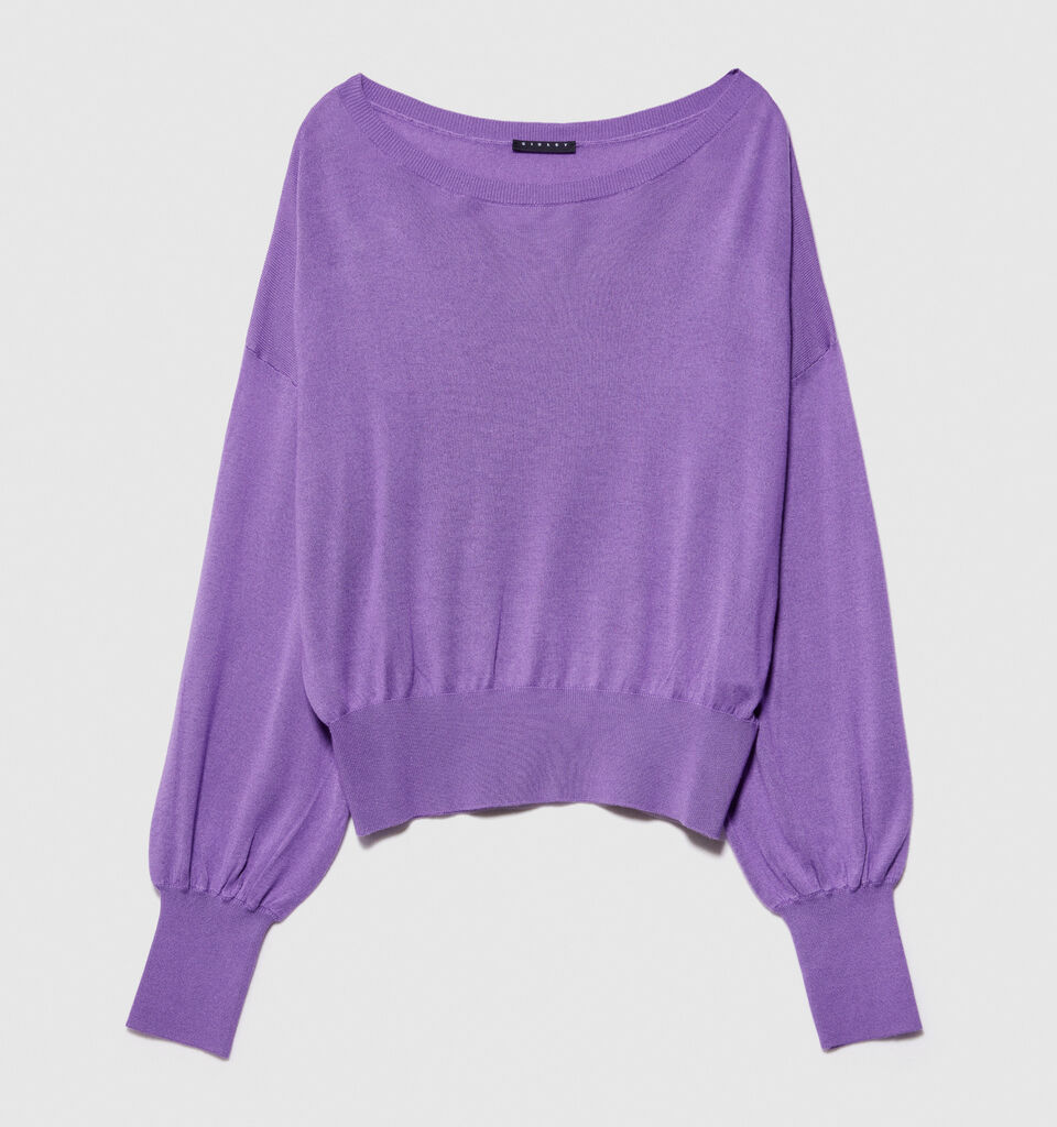 Top made of silk blend - women's boat neck sweaters - Lilac | Sisley image number 6